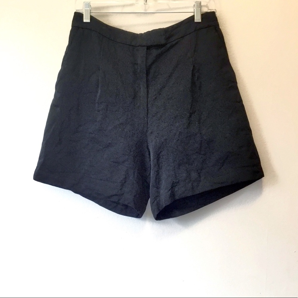 & Other Stories Black Linen High Waisted Shorts